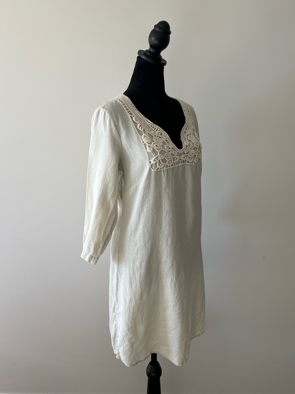 100% Linen Tunic Dress in Natural Beige - European Brand